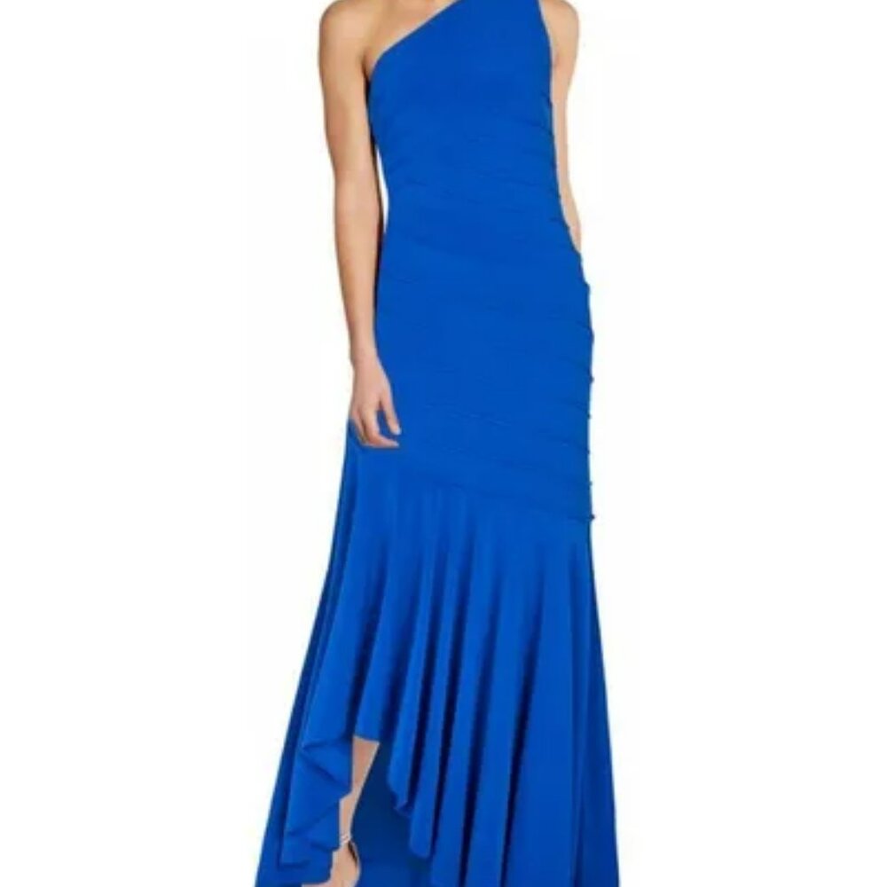 Adrianna Papell Royal Blue One Shoulder Dress Size 8